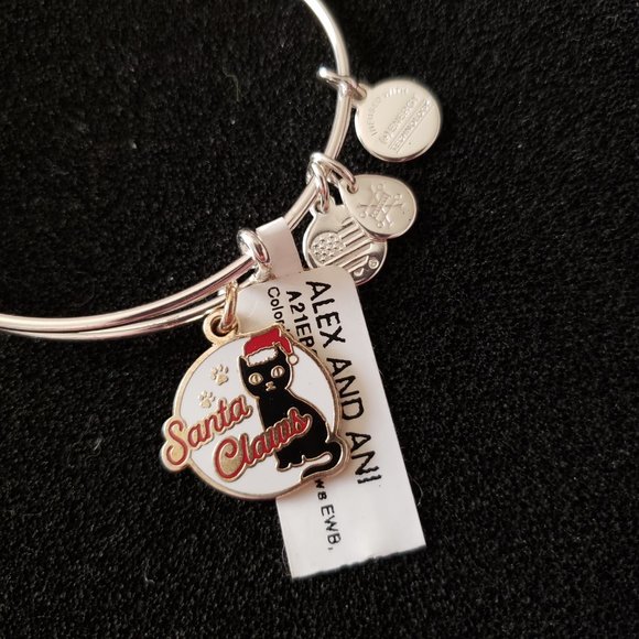 Alex and Ani Santa Claus  Cat with Santa hat says 🎅🐈‍⬛🐈‍⬛🐈‍⬛ - Picture 1 of 3